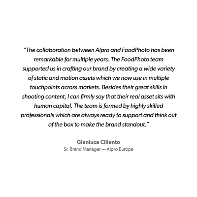 Review Gianluca Ciliento &mdash; Alpro campaign photography by Foodphoto