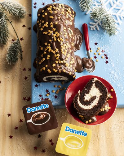 Christmas swiss roll duo dessert