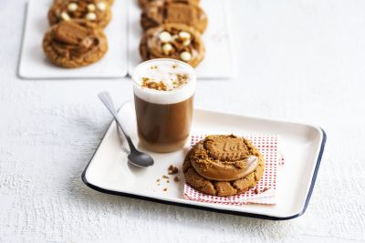 Loaded Biscoff cookies served with a latte